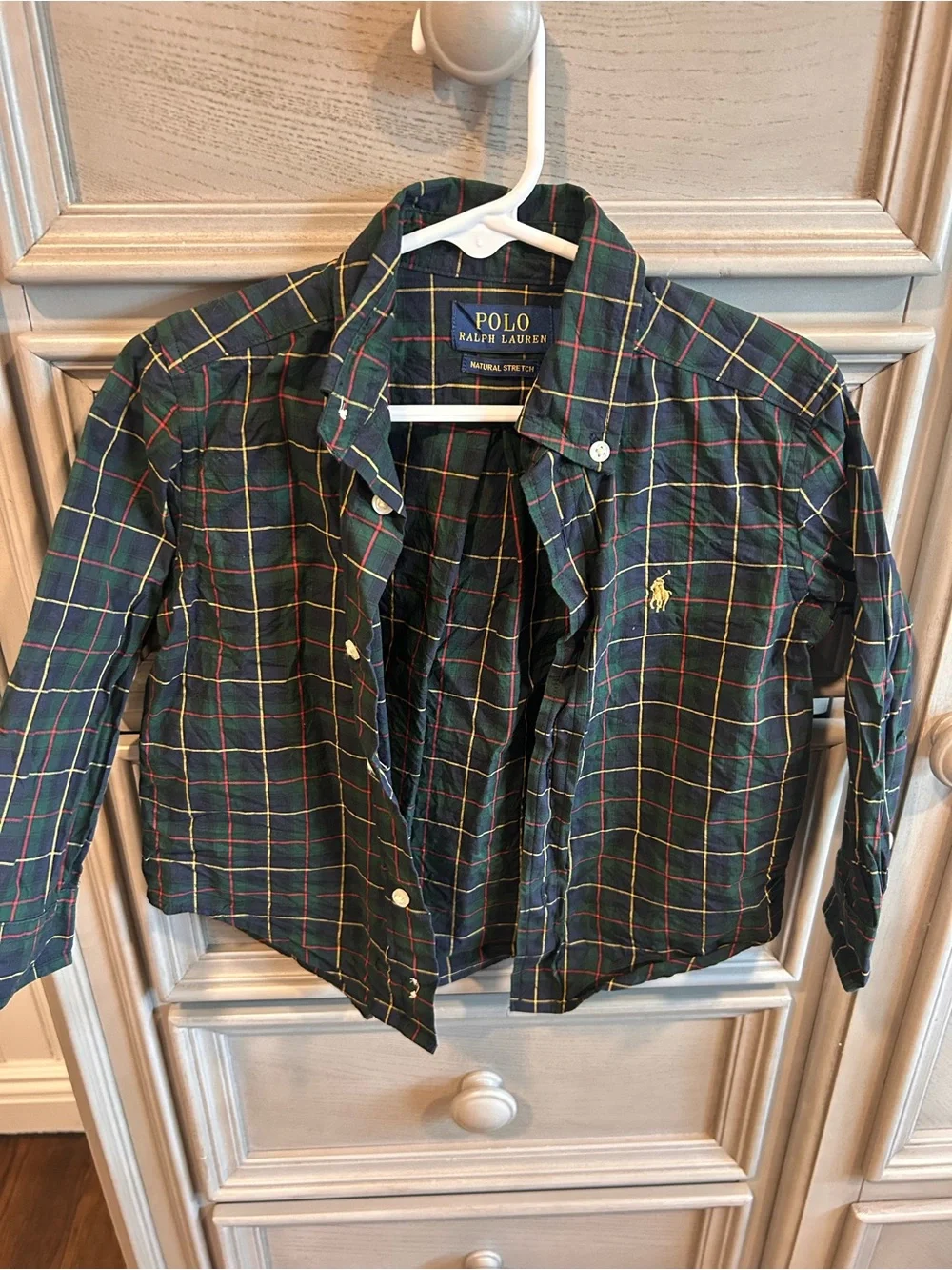 Ralph Lauren Boys' Navy Green Plaid Button-Down Shirt
